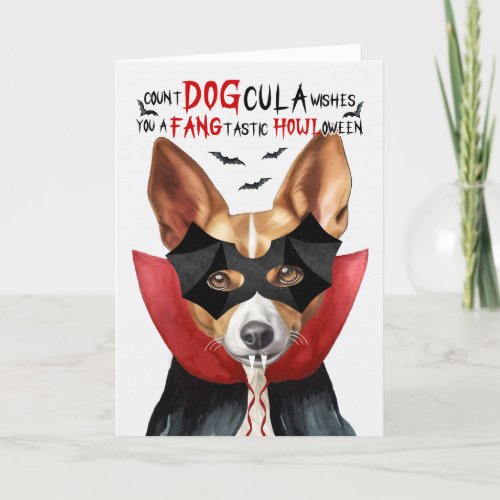Podengo Dog Funny Count DOGcula Halloween Holiday Card