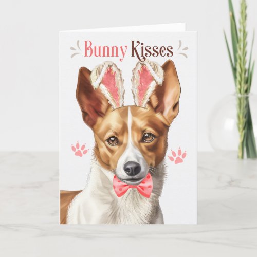 Podengo Pequeno Dog Bunny Ears for Easter Holiday Card