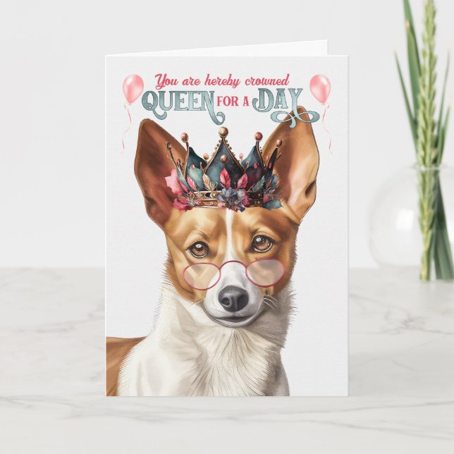 Podengo Pequeno Dog Queen Day Funny Birthday Card (Front)