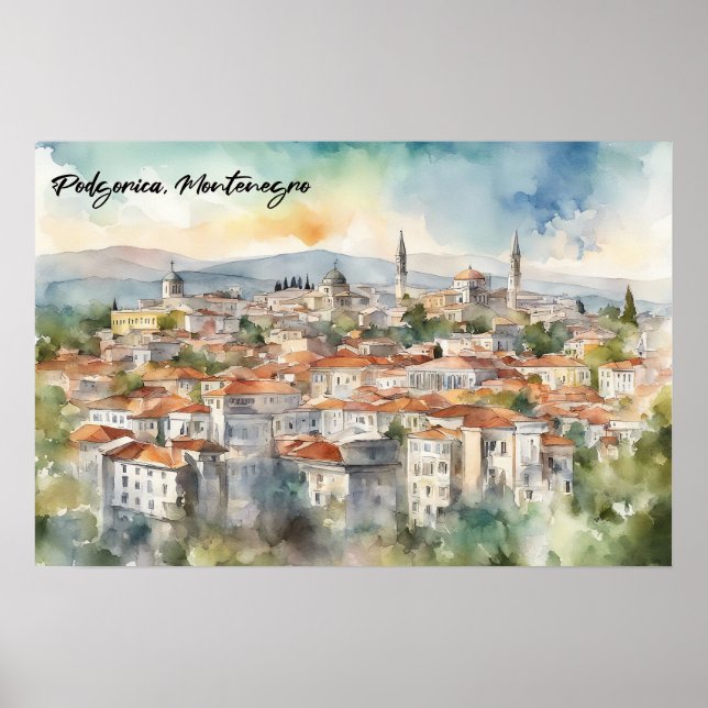 Podgorica Montenegro Panorama View Poster (Front)