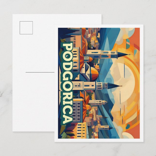 Podgorica Montenegro Travel artistic colorful Postcard (Front/Back)