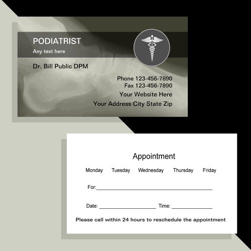 Podiatrist Appointment Reminder And Business Cards