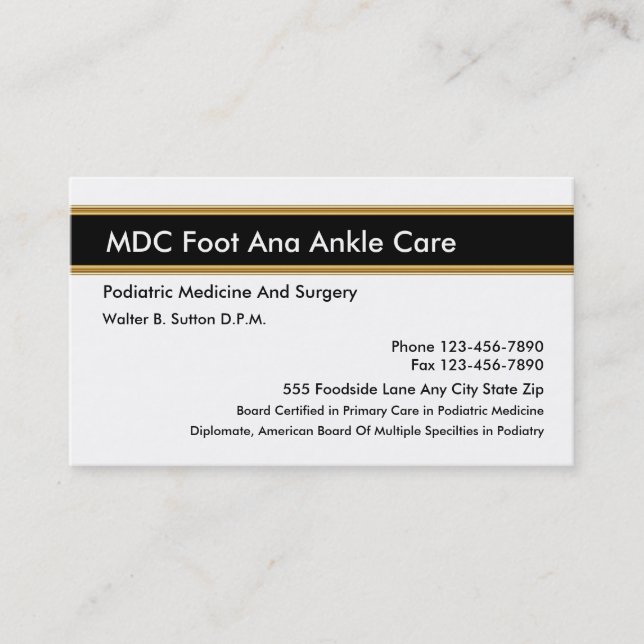Podiatrist Business Cards (Front)