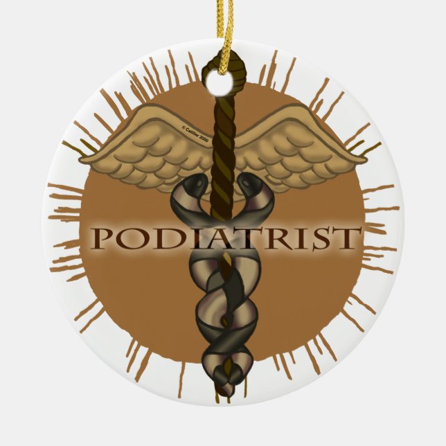 Podiatrist Caduceus Ceramic Ornament (Front)