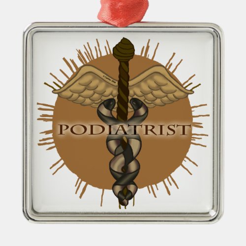 Podiatrist Caduceus Premium Square Ornament