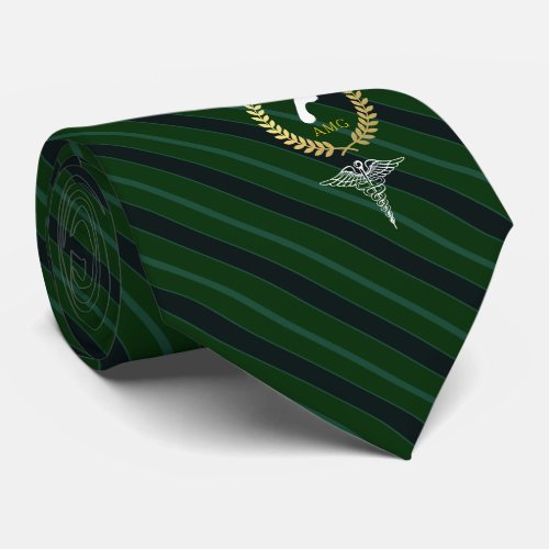 Podiatrist Custom Monogram Green Neck Tie