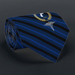 Podiatrist Custom Monogram Navy Tie<br><div class="desc">A navy striped personalized tie tailored to the foot specialist or podiatrist and with yours or your gift recipient's monogram inside a faux gold foil wreath.</div>