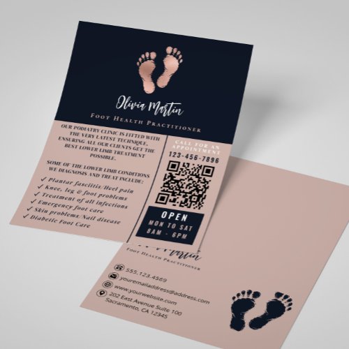 Podiatrist Foot Health Practitioner QR Business  Flyer