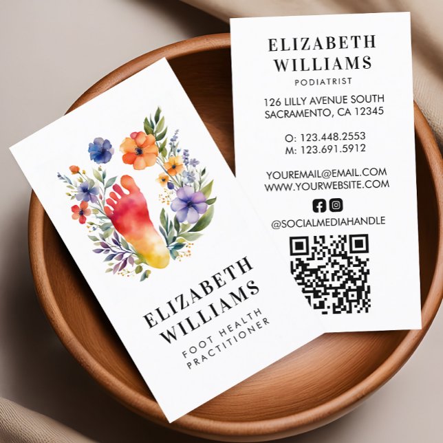 Podiatrist Foot Health Practitioner QR Code Modern Business Card (Creator Uploaded)