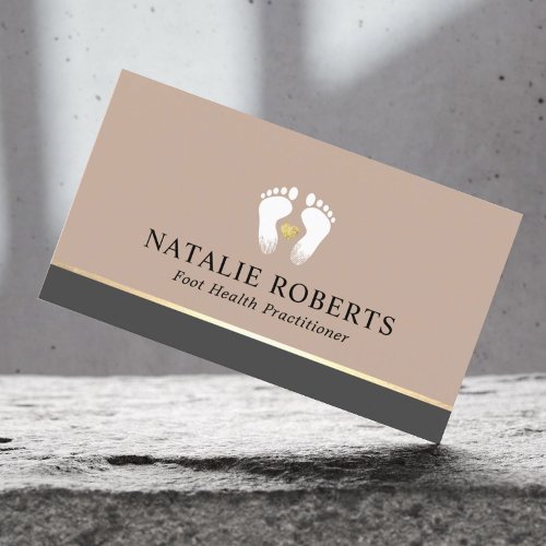 Podiatrist Foot Massage Therapist Elegant Beige Business Card