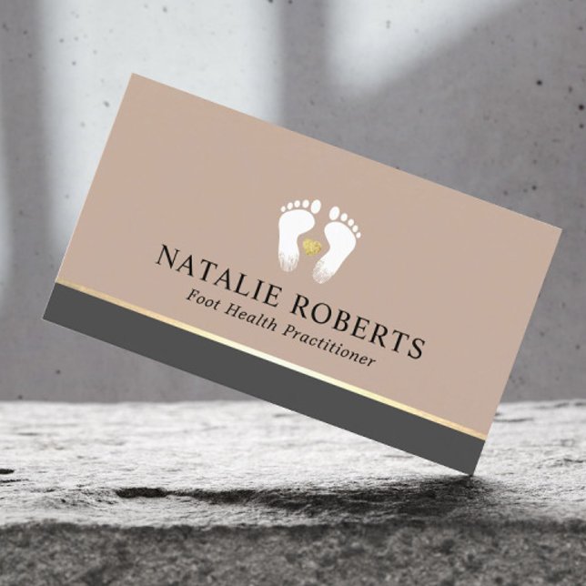 Podiatrist Foot Massage Therapist Elegant Beige Business Card (Creator Uploaded)