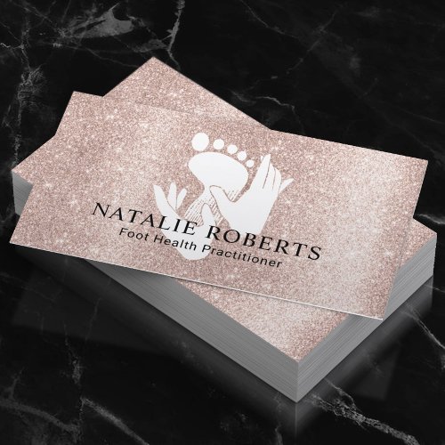 Podiatrist Foot Massage Therapy Blush Rose Gold Business Card