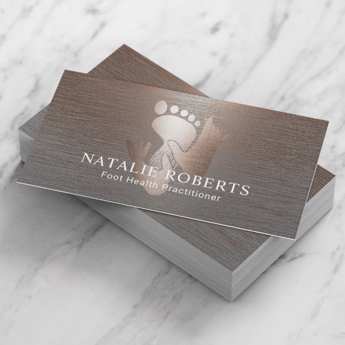 Podiatrist Foot Massage Therapy Brushed Copper Business Card