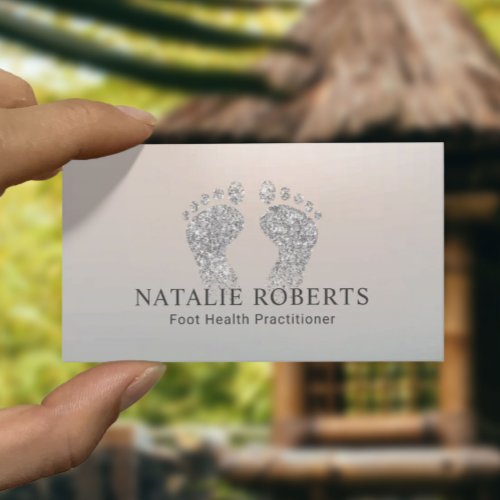 Podiatrist Foot Massage Therapy Classy Silver Business Card