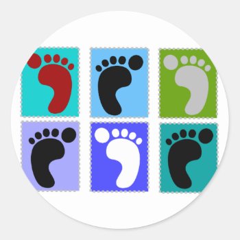 Podiatrist Gifts Popart Design Of Feet Classic Round Sticker by ProfessionalDesigns at Zazzle