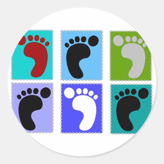 Podiatrist Gifts Popart Design of Feet Classic Round Sticker (Front)