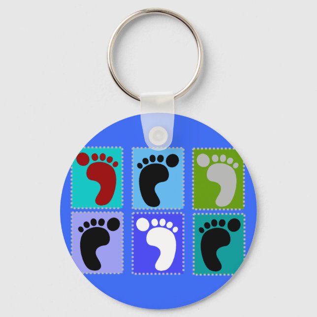 Podiatrist Gifts Popart Design of Feet Keychain (Front)