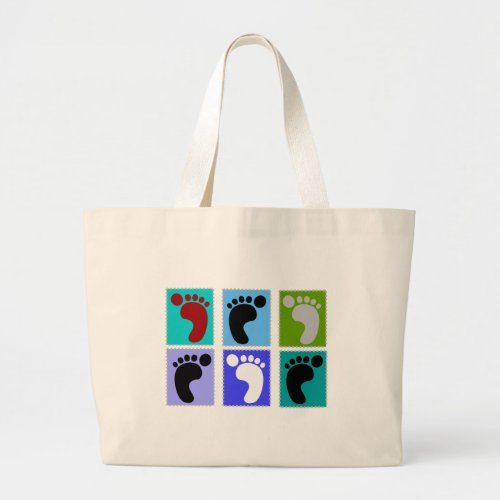 Podiatrist Gifts Popart Design of Feet Large Tote Bag