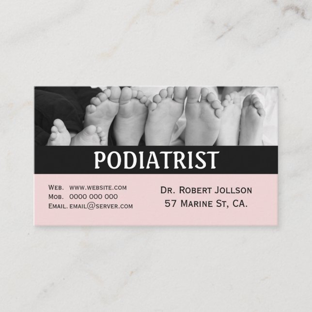 Podiatrist Medical Appointment Pink Business Card (Front)