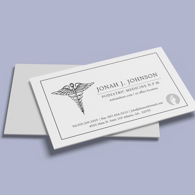 Podiatrist Minimalist Lined Border Business Card (Creator Uploaded)