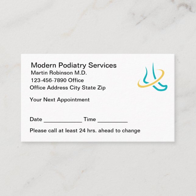 Podiatrist Modern Logo Appointment Cards  (Front)