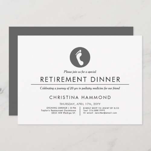 Podiatrist Retirement Dinner  Minimal Style  Invitation