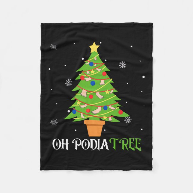 Podiatry christmas tree podiatrist foot medical as fleece blanket (Front)
