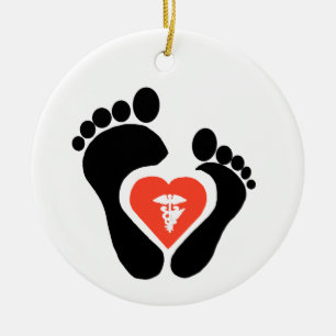 Podiatry Day Foot & Heart Ornament