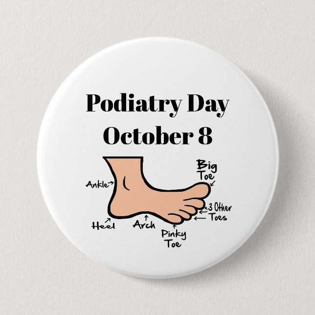 Podiatry Day Funny Foot Diagram Button (Front)
