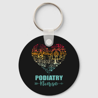 Podiatry Nurse Heart Funny Vintage Foot Care Nurse Keychain