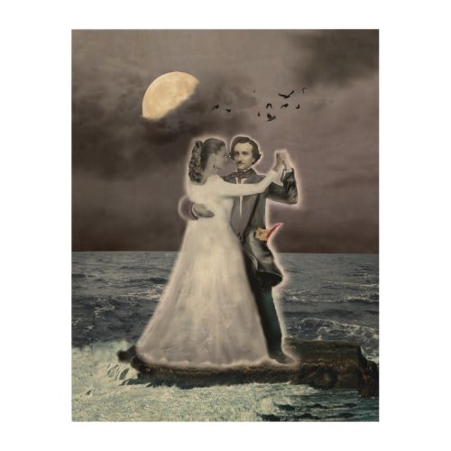 Poe and Annabel Lee by the Sea Wood Wall Art