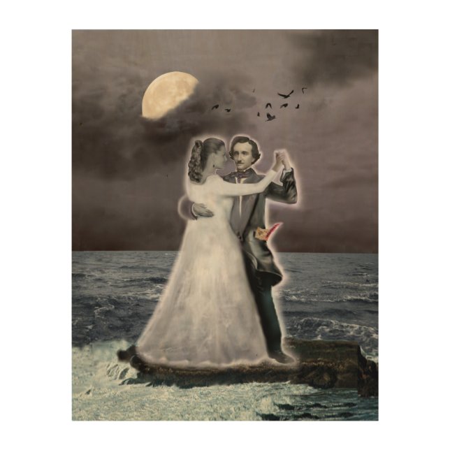 Poe and Annabel Lee by the Sea Wood Wall Art (Front)