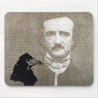 Poe And The Raven Grunge Digital Art Mouse Pad