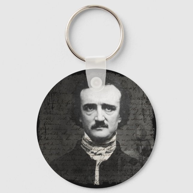 Poe Black and White Grunge Keychain (Front)