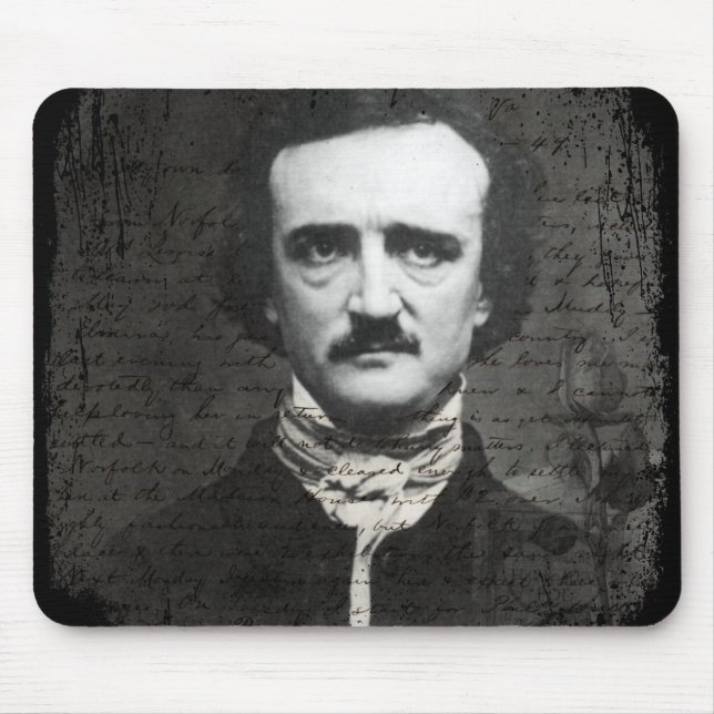 Poe Black and White Grunge Mouse Pad (Front)