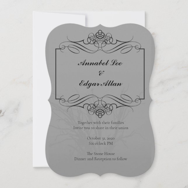 Poe Inspired Wedding Invite (Front)