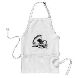 Poe Nevermore Raven Skull & Book Adult Apron