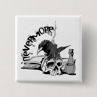 Poe Nevermore Raven Skull & Book Pinback Button
