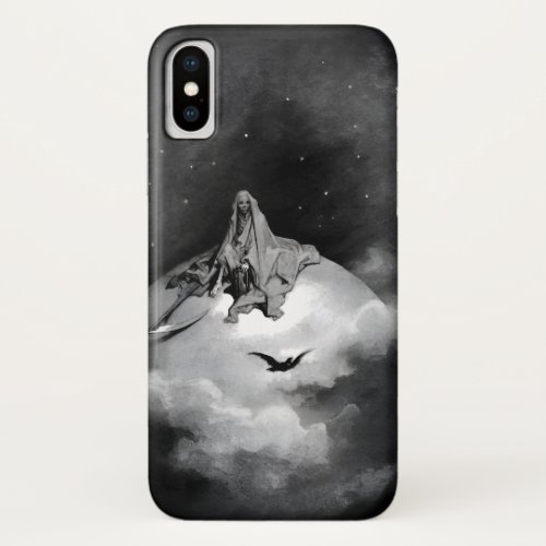 Poe Raven Illustration by Gustave Dore iPhone X Case
