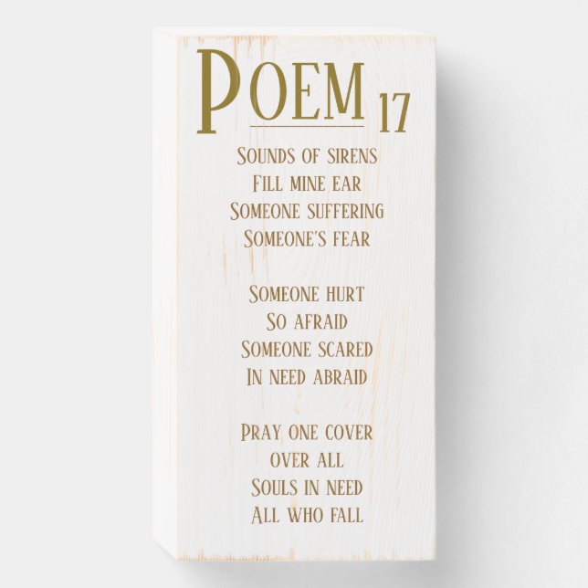POEM 17 WOODEN BOX SIGN (Front Vertical)