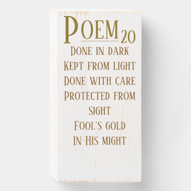 POEM 20 WOODEN BOX SIGN (Front Vertical)