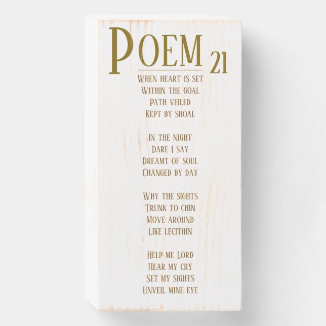 POEM 21 WOODEN BOX SIGN (Front Vertical)
