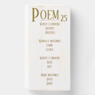 POEM 25 WOODEN BOX SIGN