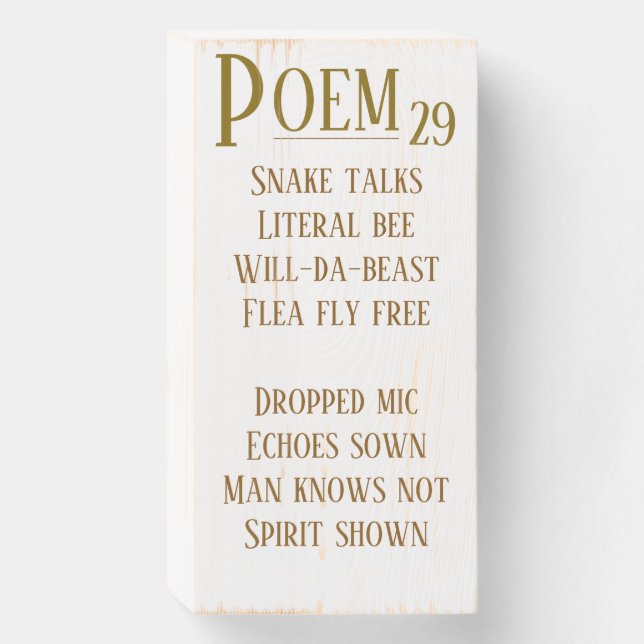 POEM 29 WOODEN BOX SIGN (Front Vertical)