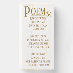 POEM 34 WOODEN BOX SIGN