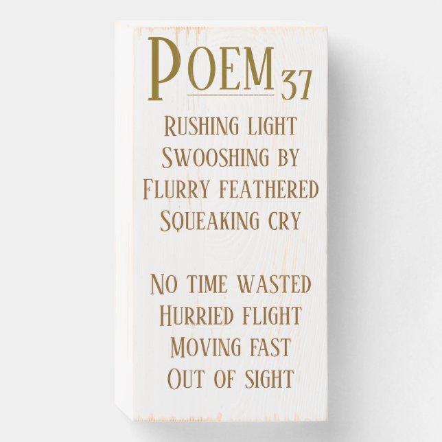 POEM 37 WOODEN BOX SIGN (Front Vertical)
