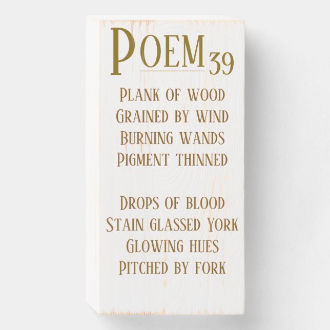 POEM 39 WOODEN BOX SIGN (Front Vertical)