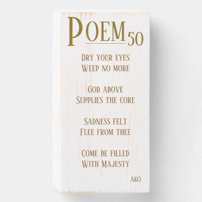 POEM 50 WOODEN BOX SIGN (Front Vertical)