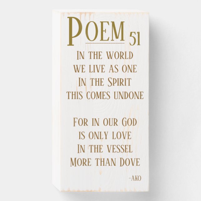 POEM 51 WOODEN BOX SIGN (Front Vertical)