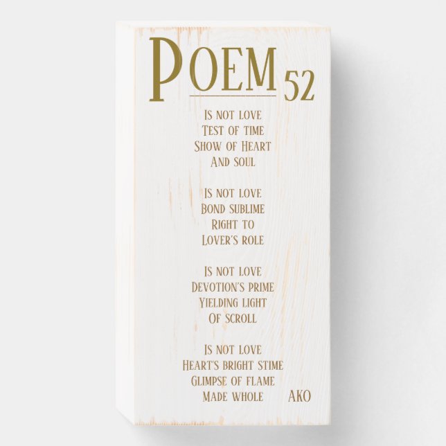 POEM 52 WOODEN BOX SIGN (Front Vertical)